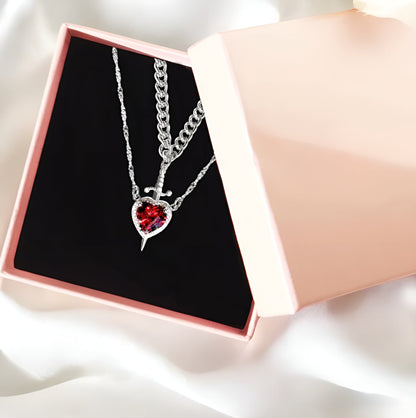 Heart & Dagger Necklace Set